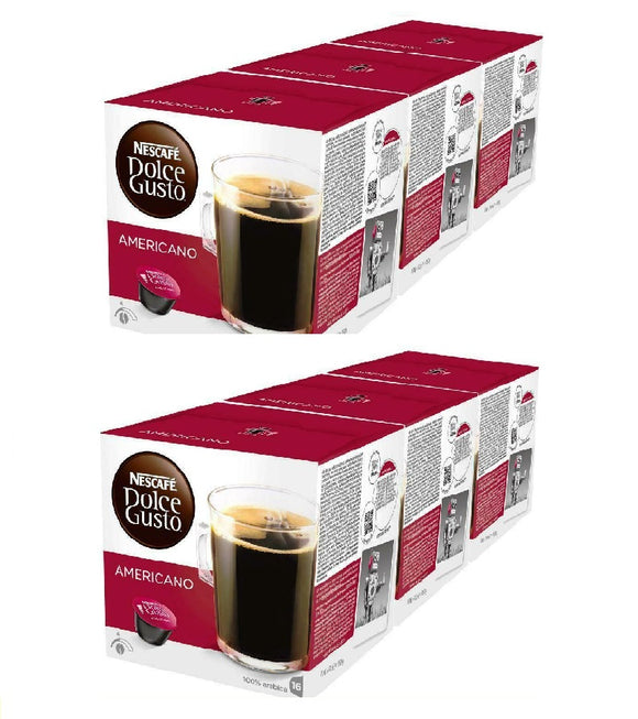 6xPack Nescafe Dolce Gusto Americano Coffee Capsules - 96 Capsules