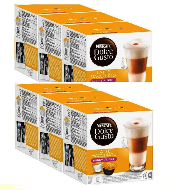 6xPack Nescafe Dolce Gusto Latte Macchiato Light Coffee Capsules - 96 Capsules