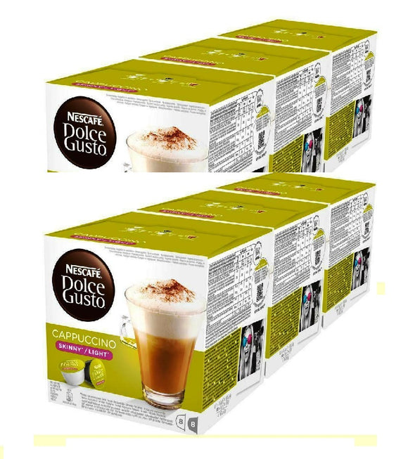 6xPack Nescafe Dolce Gusto Cappuccino Light Coffe Capsules - 96 Capsules