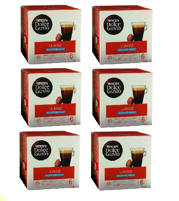 6xPack Nescafe Dolce GustoCaffè Lungo Decaffeinato Coffee Capsules - 96 Capsules