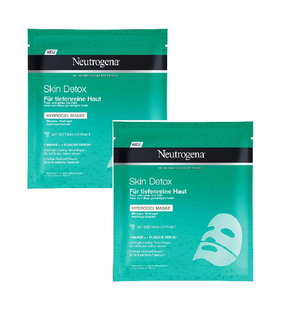 2x Pack Neutrogena Pure Boost Skin Detox Hydrogel Masks