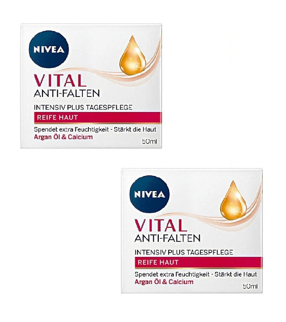 2xPack NIVEA VITAL Anti-age Intensive Plus Day Care Cream with Argan Oil SPF 15 - 100 ml Special Offer
