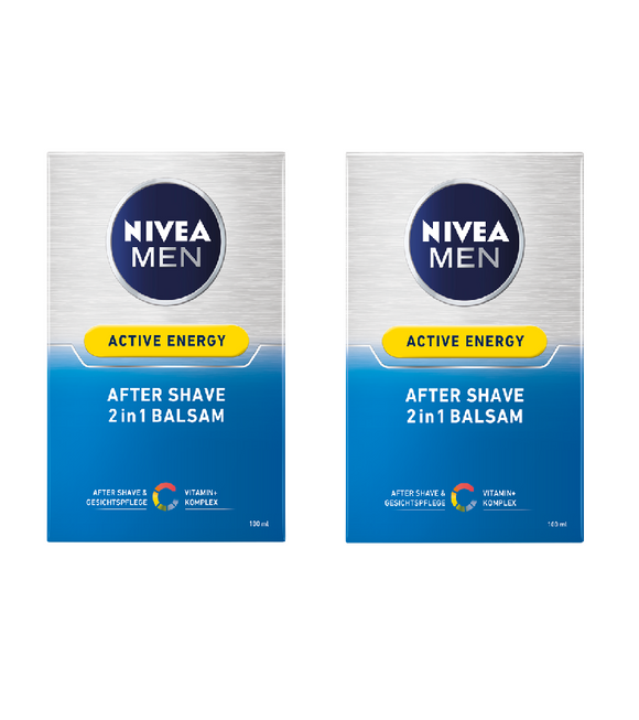 2x Packs NIVEA MEN ACTIVE ENERGY AFTER SHAVE 2 IN 1 BALM - 100 ml each - Eurodeal.shop