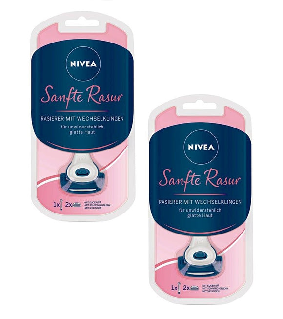 2xPack Nivea Smooth and Gentle Ladies Razor with Interchangeable Blades