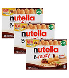 3xPacks Nutella B-Ready by Ferrero, Chocolate Nougat filled Bread (30) Sticks