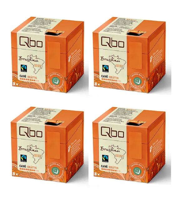 4xPack Qbo Cooperative Coopfam Caffè Strong Brazilian  - 32 Capsules