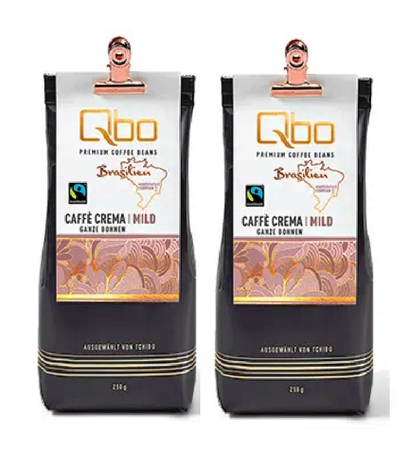 2xPack Qbo Premium Coffee Beans Caffè Crema Mild Whole Beans - 500 g