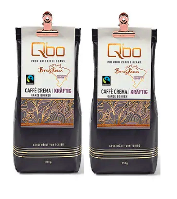 2xPack Qbo Premium Coffee Beans Caffè Crema Strong Whole Beans - 500 g