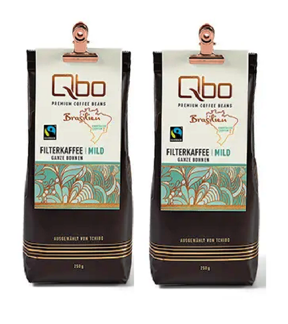 2xPack Qbo Premium Coffee Beans Mild Filter Coffee Whole Beans - 500 g