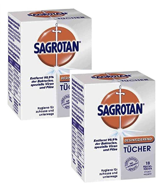 2xPacks SAGROTAN Disinfectant Wipes - 36 Pcs