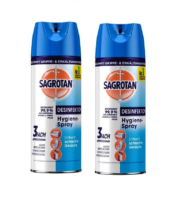 2xPack SAGROTAN Disinfection Hygiene Spray 99.9% Effective against Viruses - 800 ml