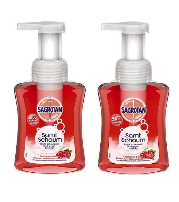 2xPack SAGROTAN Velvet Foam Soap, Cherry Blossom & Rose - 500 ml