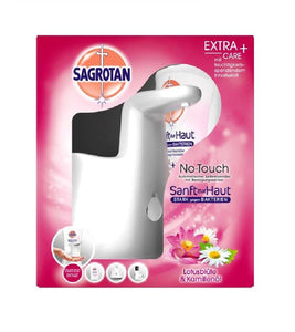 SAGROTAN No Touch Starter Set including No-Touch ExtraCare Lotus Blossom & Chamomile Oil Soap Refill