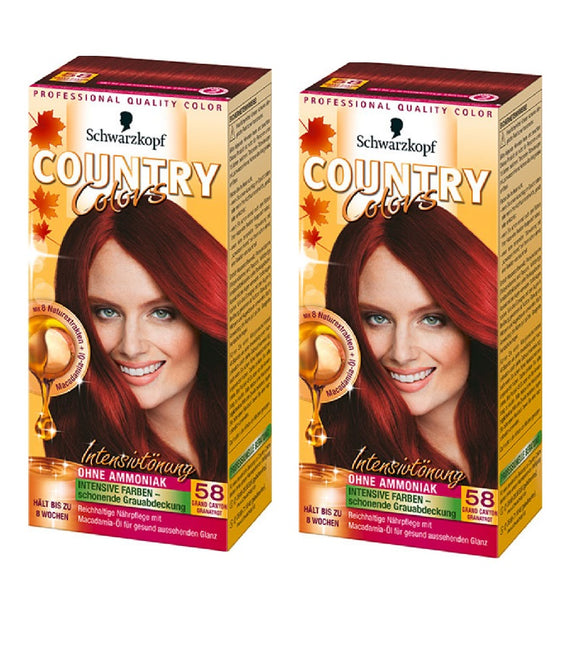 2xPack Schwarzkopf Country Colors Intensive Tint - 58 Grand Canyon Granet Red