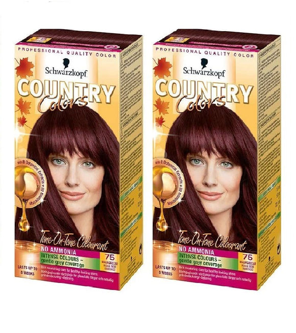 2xPack Schwarzkopf Country Colors Intensive Tint - Madagascar 75 Red Black