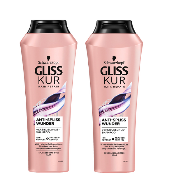 2xPack Schwarzkopf Gliss Kur Anti-split Miracle Sealing Shampoo - 500 ml