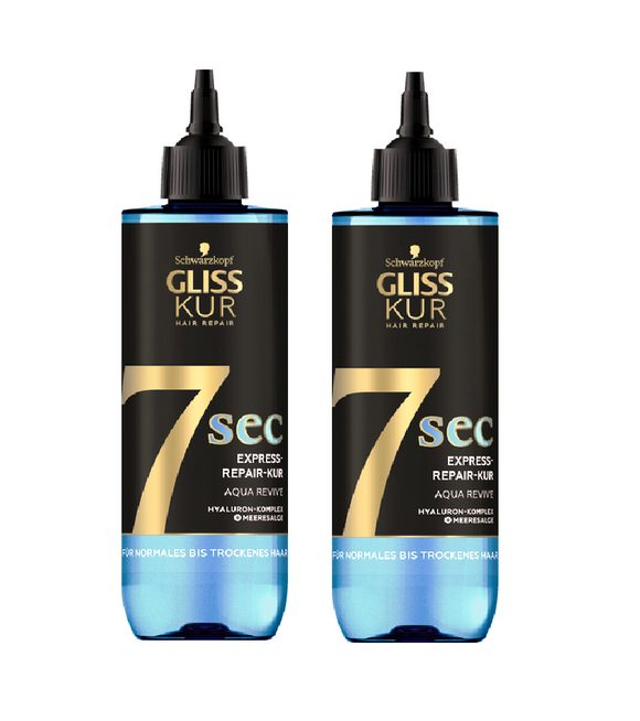 2xPack Schwarzkopf Gliss Kur Aqua Revive7 Sec Express Hair Repair - 500 ml