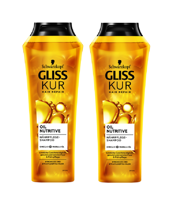 2xPack Schwarzkopf Gliss Kur Oil Nutritive Nourishing Shampoo - 500 ml
