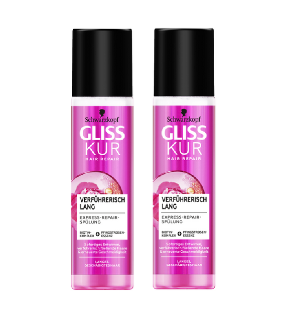 2xPack Schwarzkopf Gliss Kur Seductively Long Express Hair Repair Conditioner - 400 ml