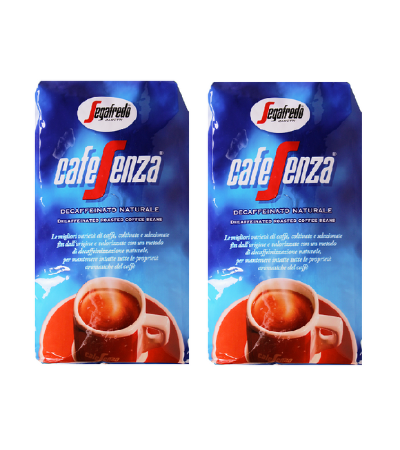 2xPack Segafredo Cafe Senza Decaffeinated Whole Coffee Beans - 2 Kgs