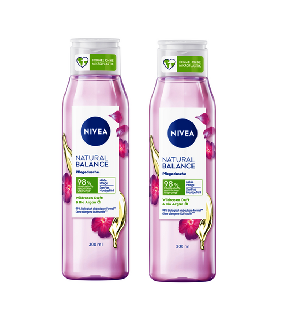 2xPack Nivea Natural Balance Wild Roses Shower Gel - 600 ml