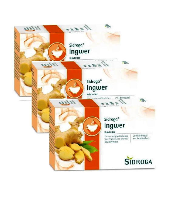 3xPack SIDROGA Ginger Filtered Tea Bags - 60 Pcs