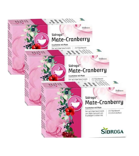 3xPack SIDROGA Wellness Mate-Cranberry Fltered Tea Bags - 60 Pcs