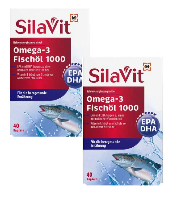 2xPack SilaVit Omega 3 Fish Oil 1000 Capsules - 80 Pcs