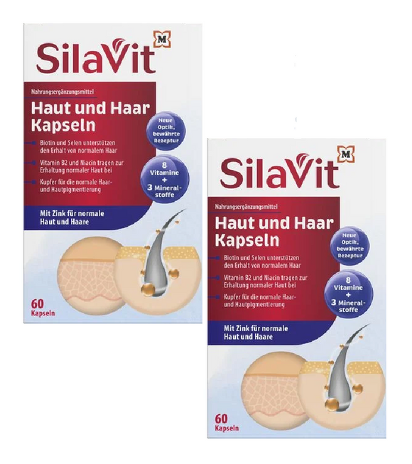 2xPack SilaVit Skin and Hair Capsules with Selenium & Biotin - 120 Pcs
