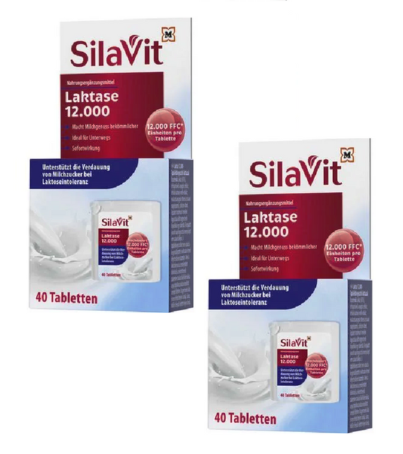 2xPack SilaVit Lactose Intolerance Tablets Lactase 12,000 - 80 Pcs