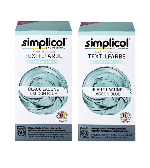 2xPack Simplicol Textilfarbe intensive Blue Lagoon +FREE Lenor Aprel Fresh Fabric Softener 26 WL