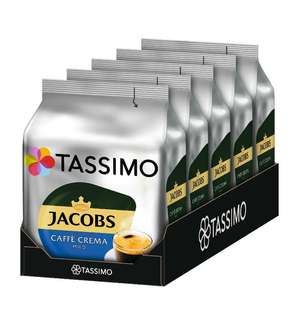 4-Packs TASSIMO Jacobs Caffè Crema Mild Ground Roasted Coffee, 4 x 16 T-Discs