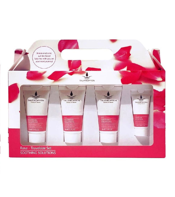 Tautropfen Rose Soothing Solutions Four-piece Travelsize Set