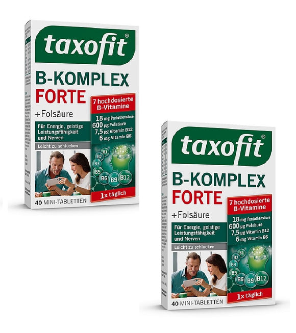 2xPacks Taxofit Vitamin B Complex Tablets - For Energy & Performance - 80 Tablets