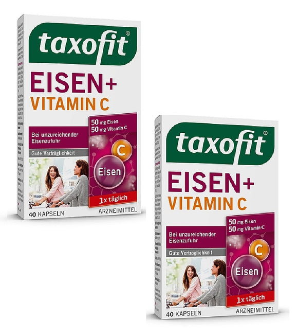 2xPacks Taxofit Iron + Vitamin C Capsules - For Iron Deficiancy