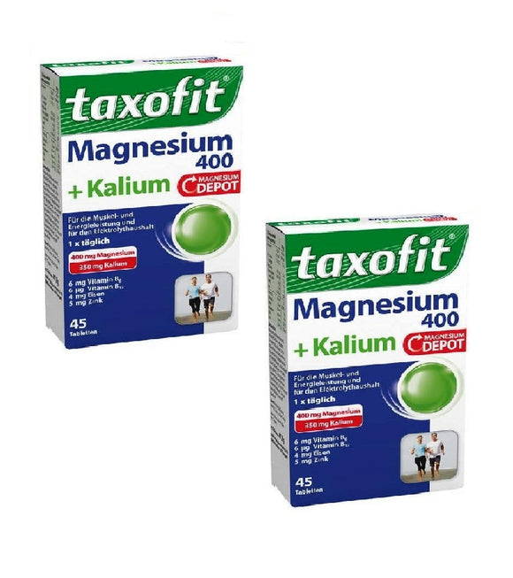 2x Packs TAXOFIT Magnesium 400+Potassium Food Supplement (90 Tablets) - Eurodeal.shop