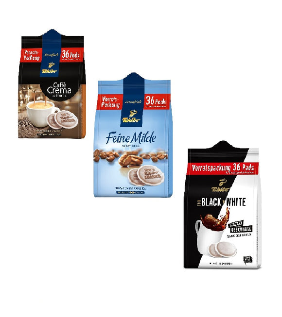 Tchibo Coffee Collection - 3 Different Flavors, 36 Pads per Pack (108 Pads Total) - Eurodeal.shop