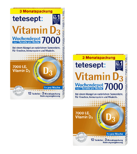 2xPack Tetesept Vitamin D3 7000 Weekly Depot Tablets - 24 Pcs