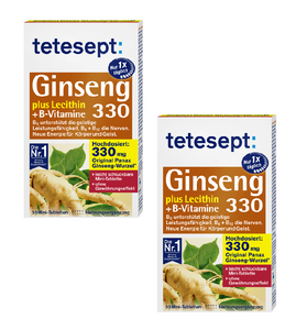 2xPack Tetesept Ginseng 330 Plus Lecithin + B Vitamins FTa - 60 Pcs