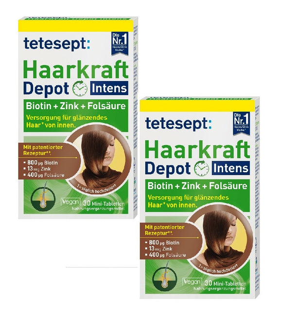 2xPack Tetesept Healthy Strong Hair Zinc+Biotin+Folic Acid Tablets