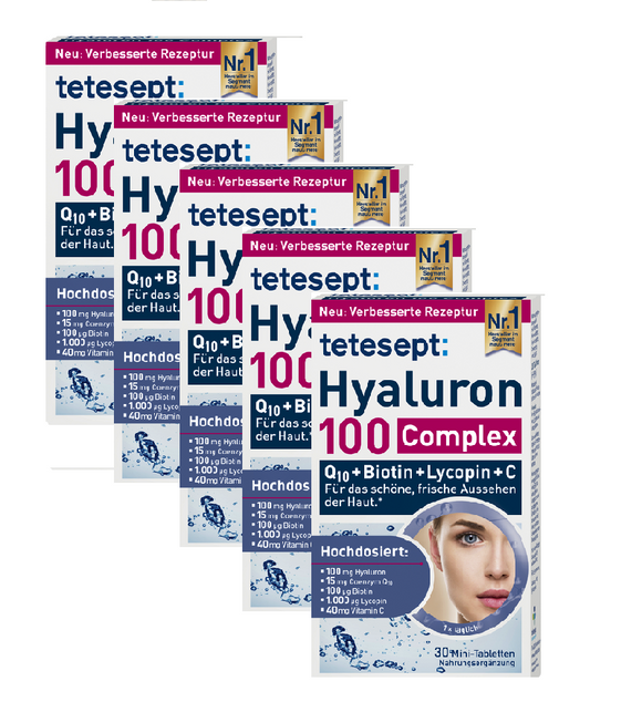 4xPack Tetesept Hyaluron 100 Complex Mini Tablets +FREE Pack - 150 Mini Tablets