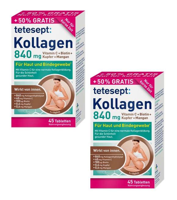 2xPack Tetesept Collagen 840 mg Tablets - 90 Pcs