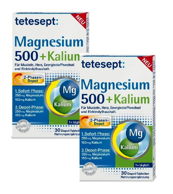 2xPack Tetesept Magnesium 500 + Potassium - 60 Tablets