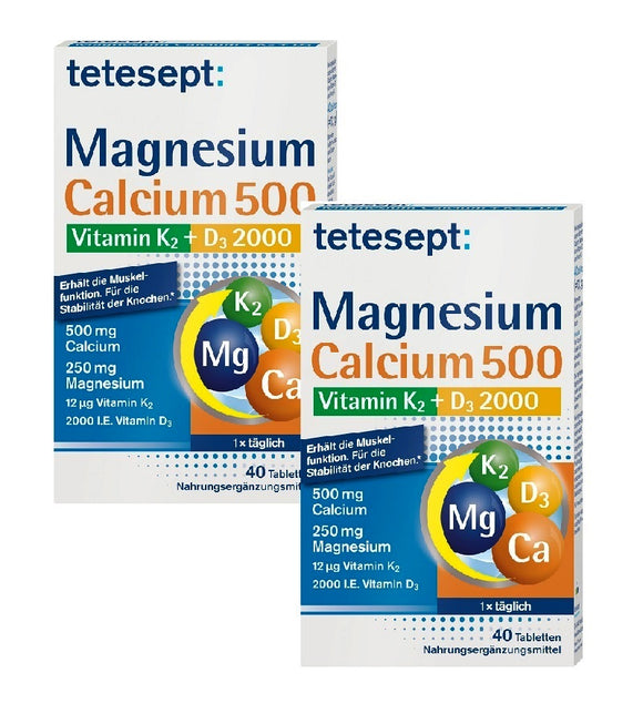 2xPack Tetesept Magnesium Calcium K2 + D3 Tablets - 80 Pieces