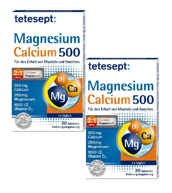 2xPack Tetesept Magnesium Calcium 500 Tablets - 60 Pieces
