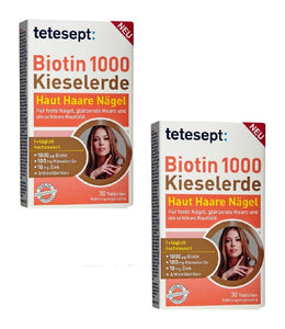 2xPack Tetesept Biotin 1000 Silica for Healthier Skin Hair Nails - Eurodeal.shop