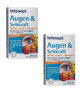 2xPack Tetesept Eyes & Eyesight with Lutein + Omega-3 Food Supplement - 60 Capsules