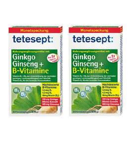2xPack Tetesept Ginkgo Ginseng + B Vitamins (60 Tablets)