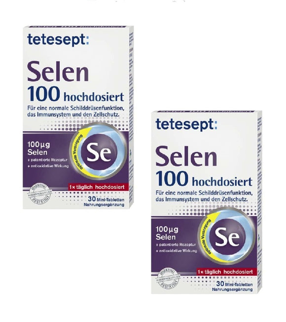 2xPack Tetesept Selenium 100 High Dietary Supplement with Selenium, Niacin and Vitamin E.