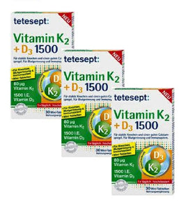 3xPack Tetesept Vitamin K2+D3 Tablets for Strong Bones - 90 Tablets